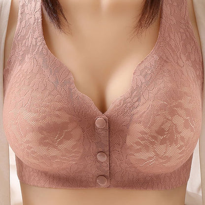 Reggiseno all'avanti in pizzo con bottoni e anello in acciaio di grandi dimensioni per donna - Conveniente e confortevole